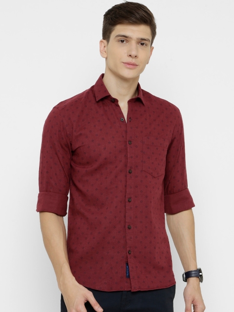 

CAVALLO by Linen Club Men Cotton Linen Red & Black Regular Fit Printed Sustainable Casual Shirt