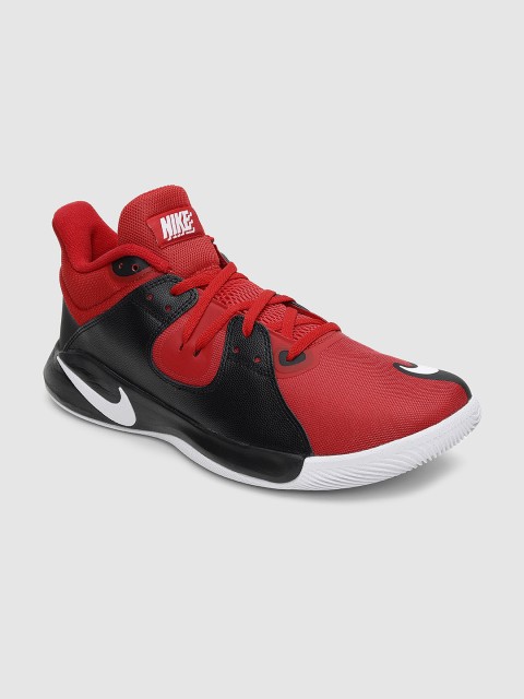 

Nike Men Red & Black FLY BY MID Leather Basketball Shoes