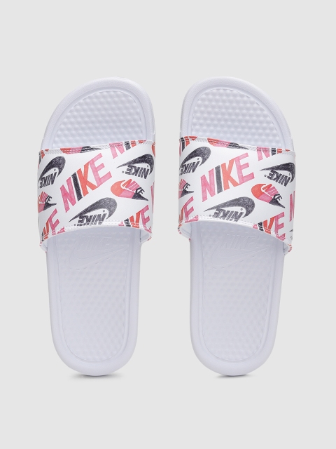 

Nike Women White & Pink Benassi Jdi Printed Sliders