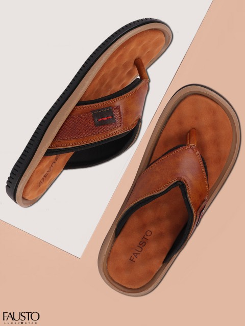 

FAUSTO Men Tan Brown Comfort Sandals