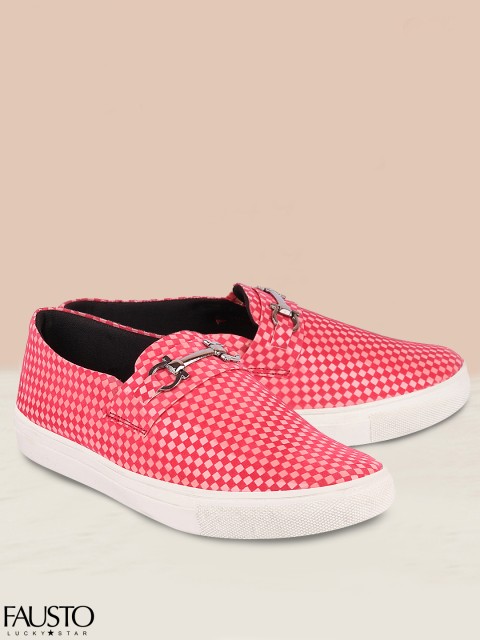 

FAUSTO Women Pink Printed Slip-On Sneakers