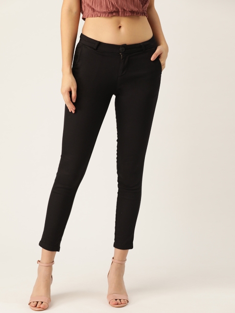 

Kraus Jeans Women Black Skinny Fit Solid High Rise Cropped Regular Trousers
