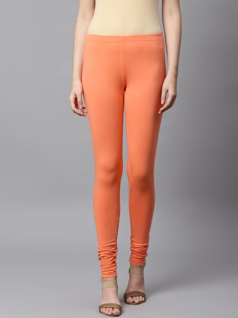 

Kifahari Women Coral Orange Solid Churidar Leggings