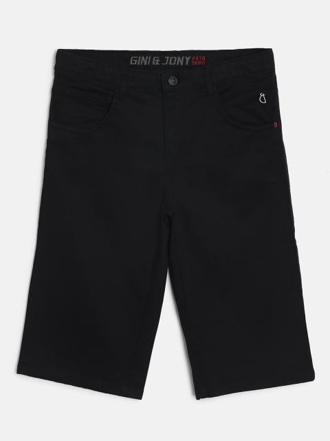 Boys Black Solid Regular Fit Regular Shorts
