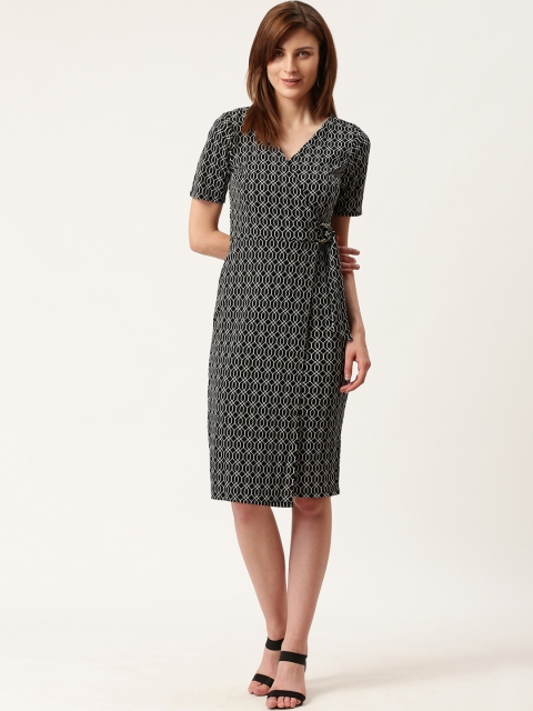 

DOROTHY PERKINS Women Black & White Printed Wrap Dress
