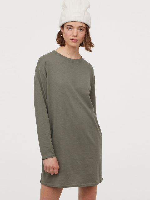 

H&M Women Green Long-Sleeved Dress