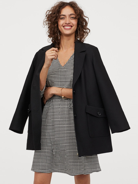 

H&M Women White & Black V-neck Dress