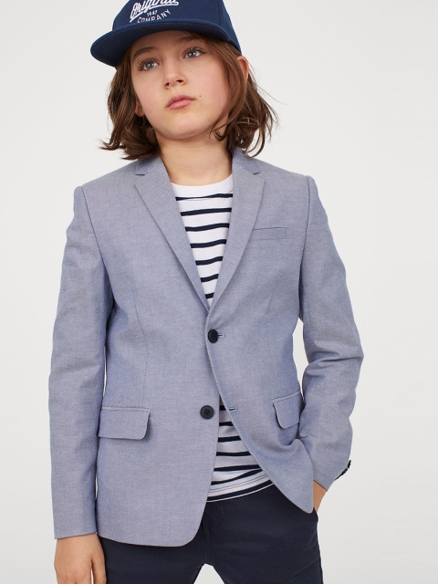 

H&M Boys Blue Solid Classic Jacket