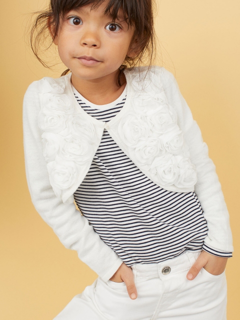

H&M Girls White Self-Design Appliqud Bolero