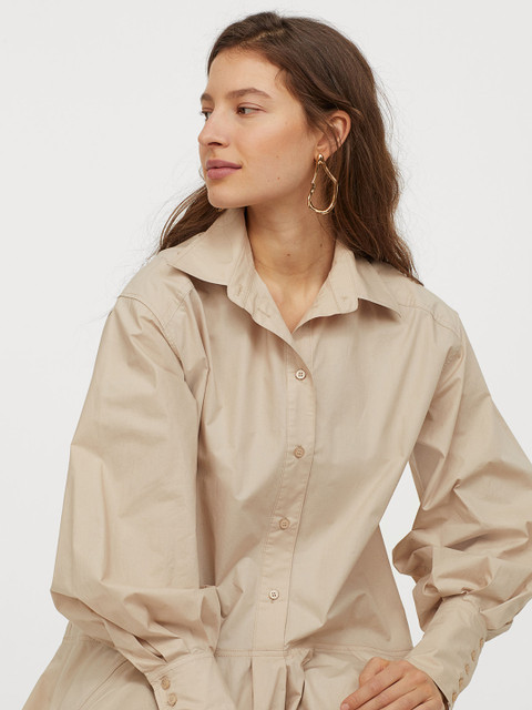 

H&M Women Beige Cotton Tunic