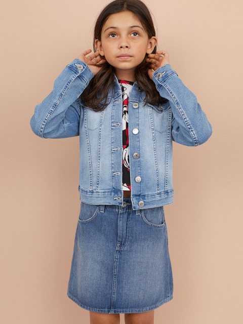 

H&M Girls Blue Solid Denim Jacket