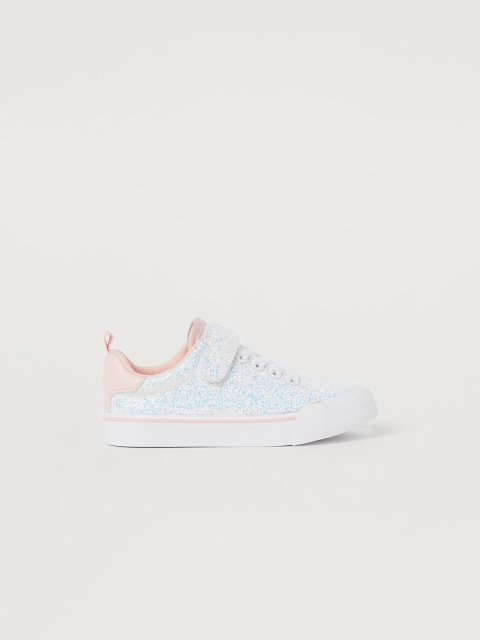 

H&M Girls Silver-Toned Glittery Trainers