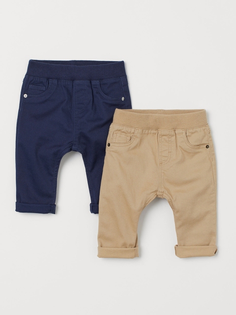 

H&M Boys Navy Blue & Beige 2-Pack Pull-On Trousers