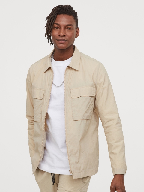 

H&M Men Beige Nylon Shirt Jacket