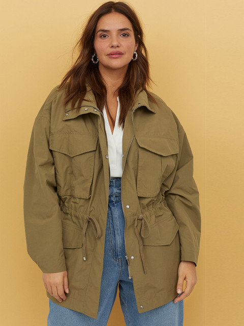 

H&M Plus Women Olive Green Utility Sustainable Jacket