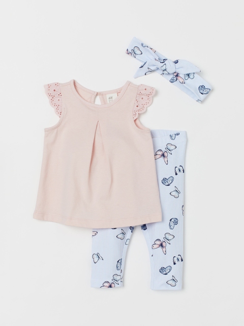 

H&M Girls 3-Piece Cotton Jersey Set, Pink