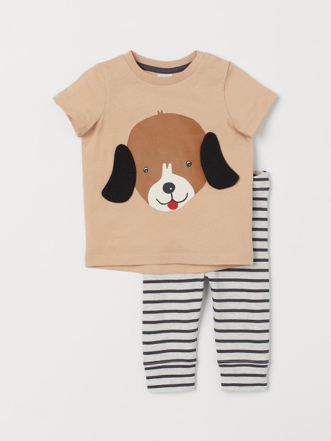 

H&M Boys 2-Piece Jersey Set, Beige