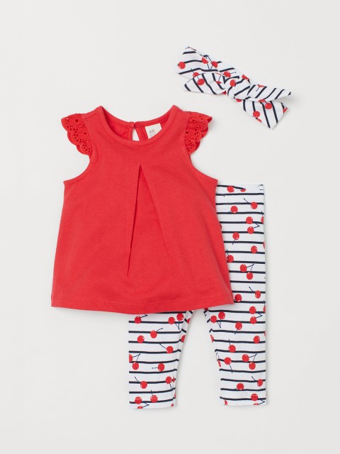 

H&M Girls Red 3-Piece Cotton Jersey Set