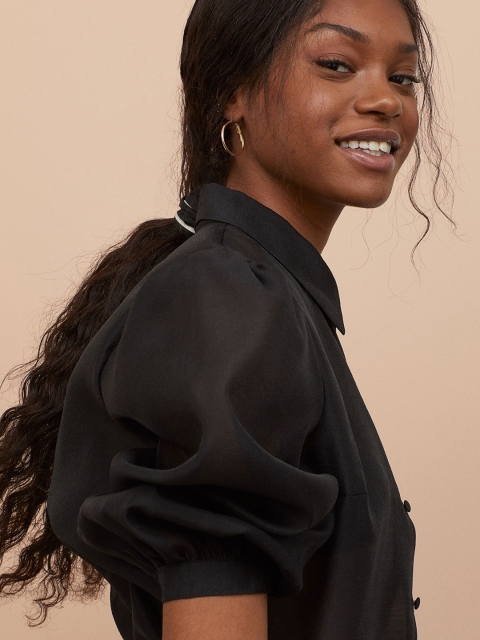

H&M Women Black Organza Blouse