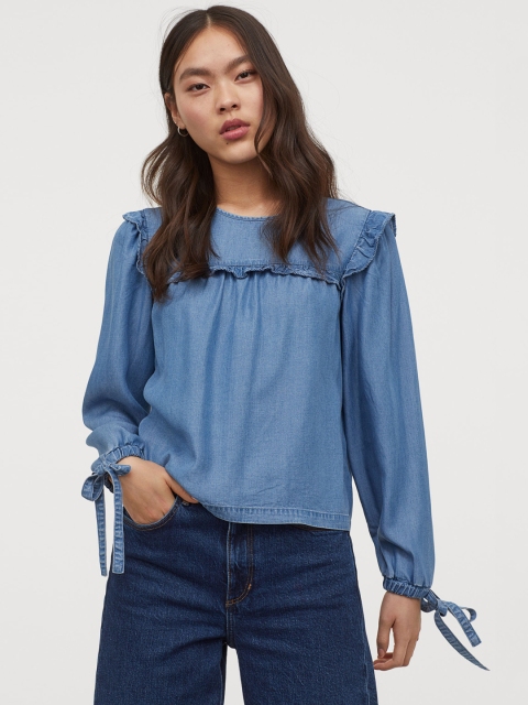 

H&M Women Blue Lyocell Blouse