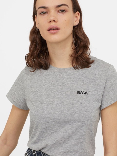 

H&M Women Grey Jersey T-shirt