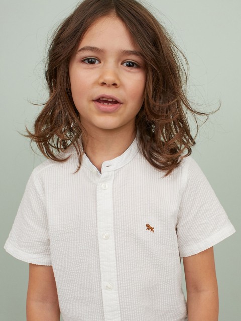 

H&M Boys White Striped Seersucker Shirt