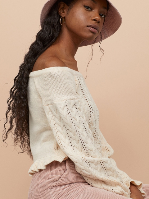 

H&M Women White Off-the-shoulder jumper