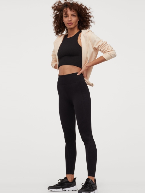 

H&M Women Black Seamless Sports Tights