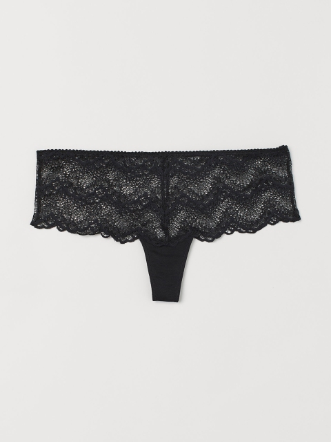 

H&M Women Black Lace Thong Briefs 0822311001