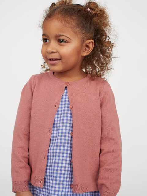 

H&M Girls Pink Fine-Knit Cotton Cardigan