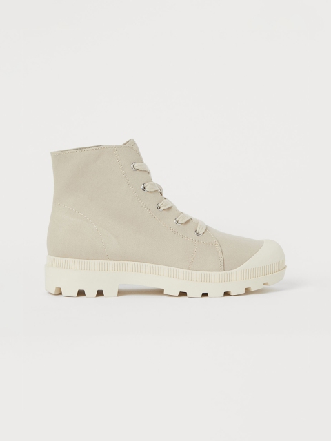 

H&M Women Beige Cotton Canvas Boots