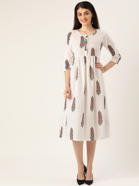 

An Episode Women White & Red Floral Print A-Line Dress