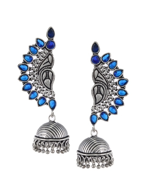 

Silvermerc Designs Blue & Silver-Plated Contemporary Drop Earrings