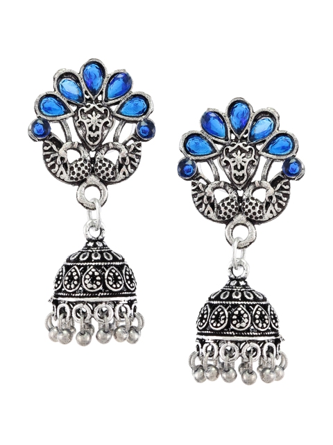 

Silvermerc Designs Blue Circular Jhumkas