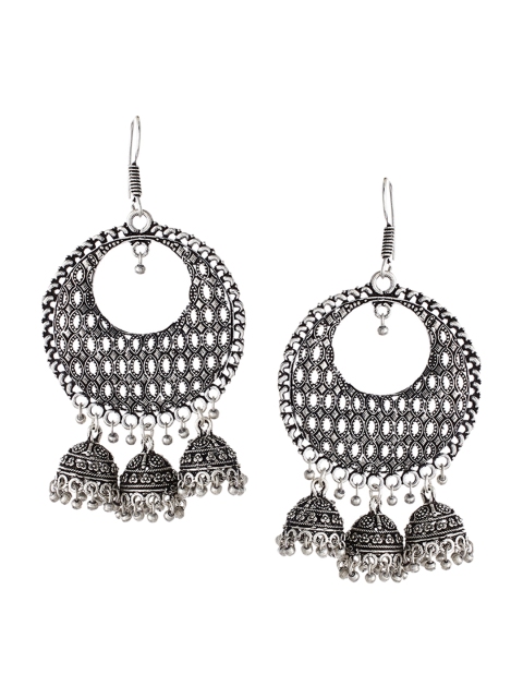 

Silvermerc Designs Silver-Toned Circular Drop Earrings