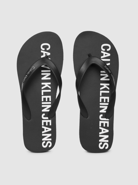 

Calvin Klein Men Black & White Printed Thong Flip-Flops