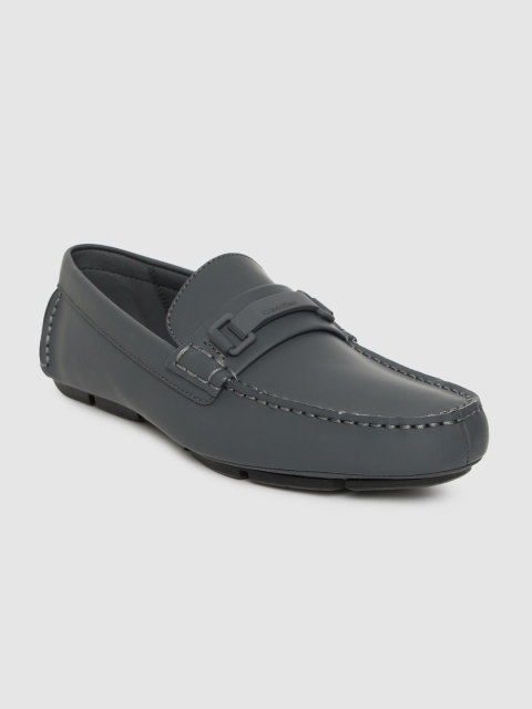 

Calvin Klein Men Grey Leather Loafers