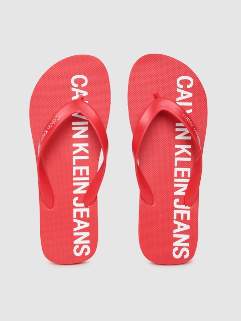 

Calvin Klein Men Red & White Printed Thong Flip-Flops