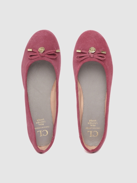 

Carlton London Women Maroon Bow Detail Leather Ballerinas