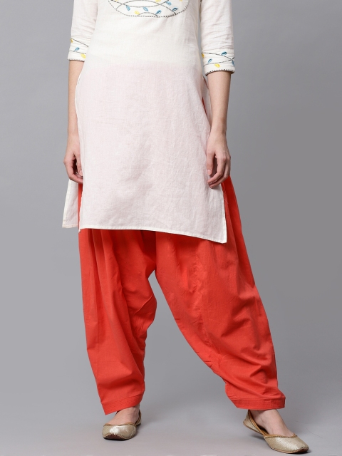 

Kifahari Salwar Women Coral Orange Solid Salwar