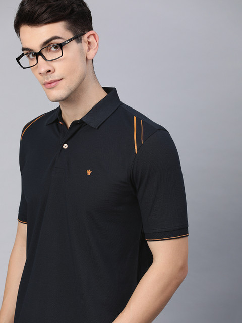 

Louis Philippe Men Navy Blue Solid Polo Collar T-shirt