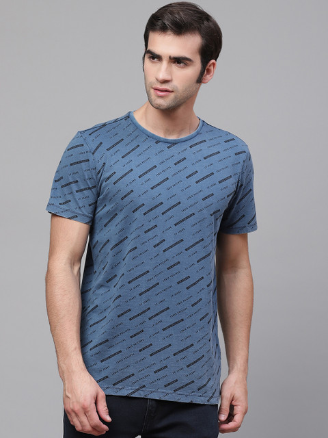 

Louis Philippe Jeans Men Blue & Black Printed Round Neck T-shirt