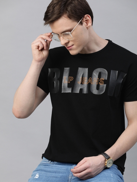 

Louis Philippe Jeans Men Black Slim Fit Printed Round Neck T-shirt