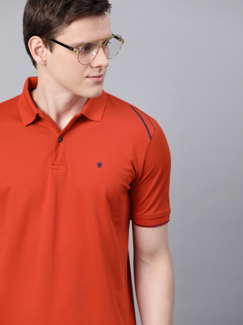 

Louis Philippe Men Orange Solid Polo Collar T-shirt