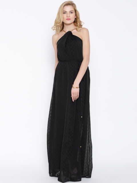 

Tolkyo Talkies Black Self-Checked Maxi Dress