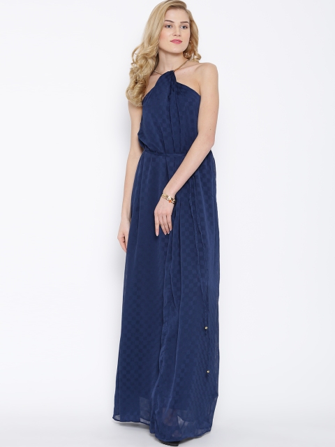 

Tolkyo Talkies Navy Self-Checked Maxi Dress, Navy blue