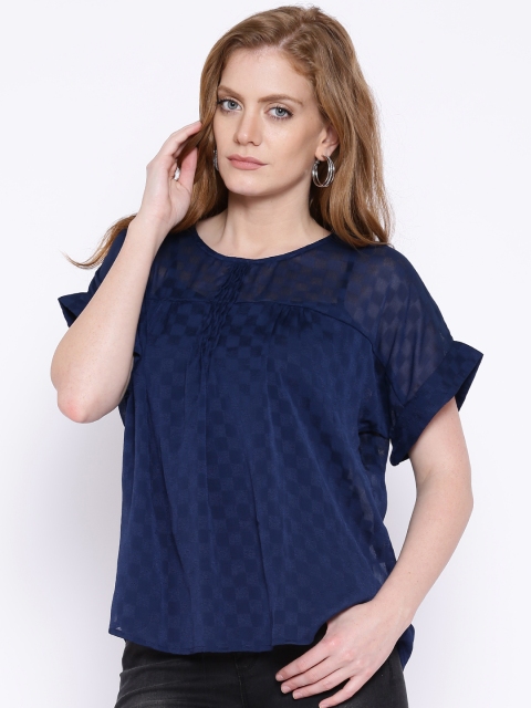 

Tokyo Talkies Blue Sheer Boxy Top