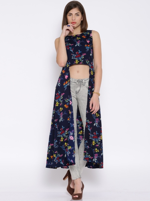 

Tokyo Talkies Navy Printed Maxi Top, Navy blue