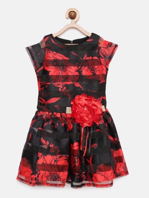

Tiny Girl Red Printed Fit and Flare Dress