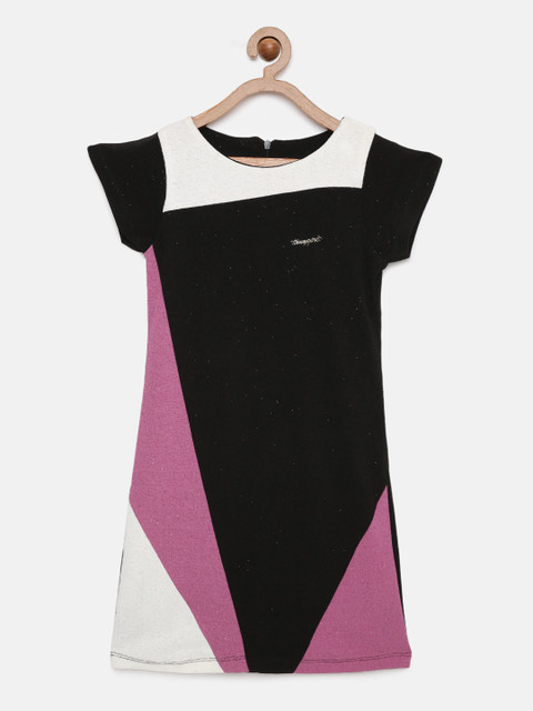 

Tiny Girl Black & Pink Colourblocked A-Line Dress